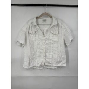 Sundance Button Front White Top Women PL Bohemian Peasant Prairie Coastal Beach